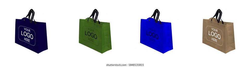 Set Of Shopping Bags Mock Up. Copy Space For Text And Logo. Your Logo Here