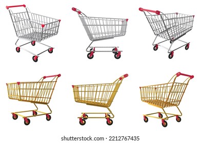 Set of shopping cart isolated on white background. Purchased illustration. 3D render - Powered by Shutterstock