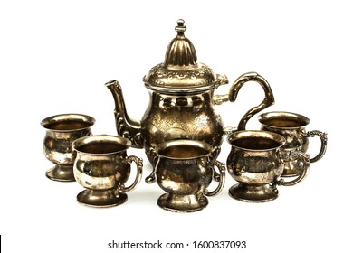 vintage metal tea set