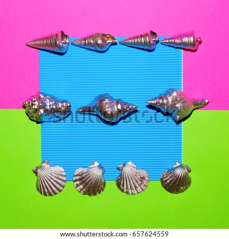 Set silver shells. Ocean vibes Minimal art