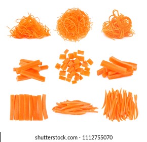 Set Of Sliced Carrot Isolated On White Background.