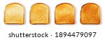 Set of sliced Toast Bread slices isolated on white background, top view