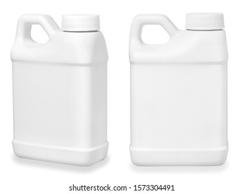 Set Of Small White Plastic Canister Isolated On White