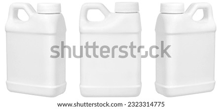 set of small white plastic canister isolated with clipping path
