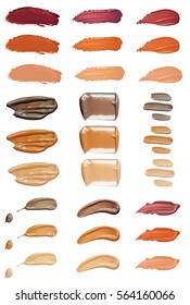 Set Of Smear Strokes. Liquid Foundation, Caramel, Honey, Chocolate Isolated.