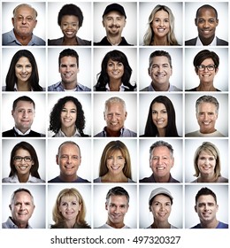 Set Of Smiling People Face.