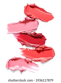 Set of smudged lipstick strokes isolated on white background - Shutterstock ID 1936117879