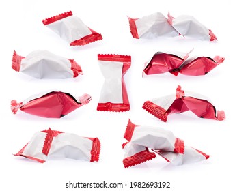 Set Of Snack Crisp Packet Isolated On White Background