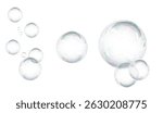  Set of Soap bubble floating on white background