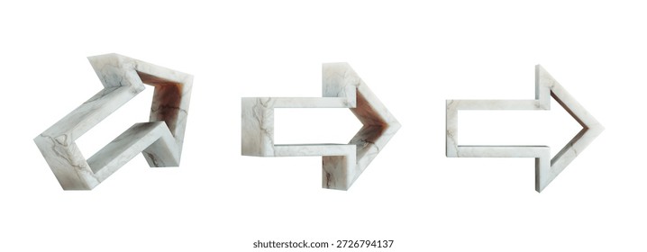 Set of solid marble arrows icon isolated on transparent white background.