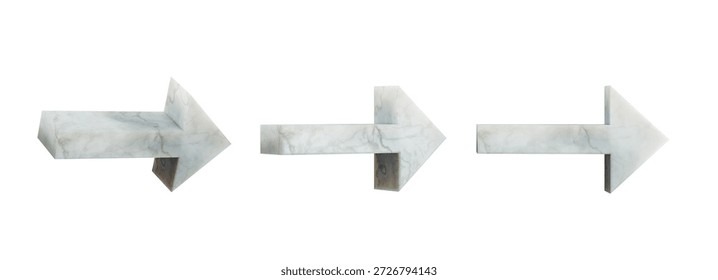 Set of solid marble arrows icon isolated on transparent white background.