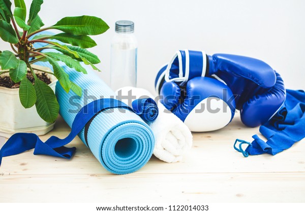 Set Sports Yoga Mat Towel Boxing Stock Photo Edit Now 1122014033