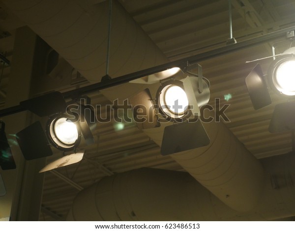 Set Spot Lights On Rail Hanging Stock Photo Edit Now 623486513