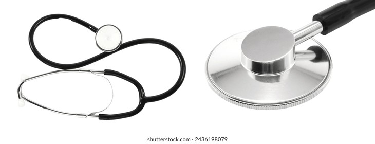 Set of Stethoscopes, isolated on a transparent background, medical concepts