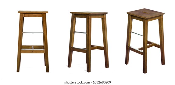 Set of stools over isolated white background