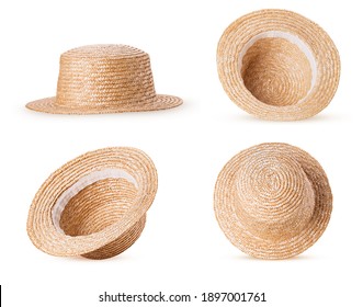 Set straw hat isolated on white background. Clipping Path - Shutterstock ID 1897001761