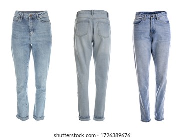 Set Stylish Jeans On White Background Stock Photo 1726389676 | Shutterstock