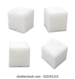 Set Of Sugar Cubes On White Background