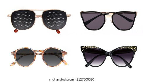 Set of sunglasses isolated on white background for applying on a portrai - Shutterstock ID 2127300320