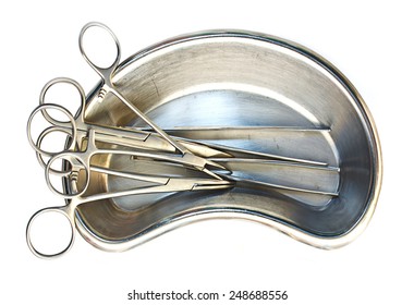 Set Of Surgical Instrument On Sterile Tray