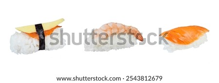 set of sushi food isolated on white