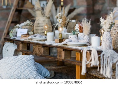Set table in Boho style
