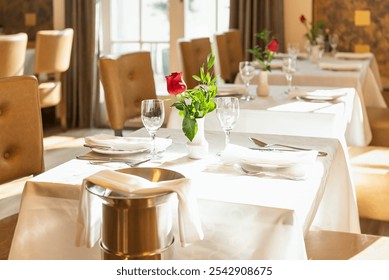 A set table in the restaurant