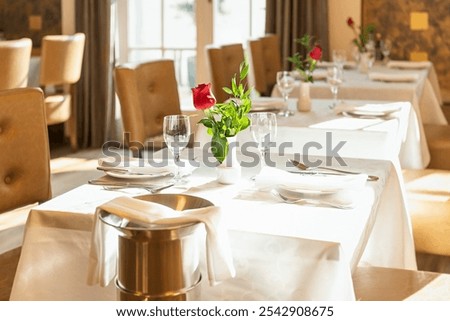 A set table in the restaurant