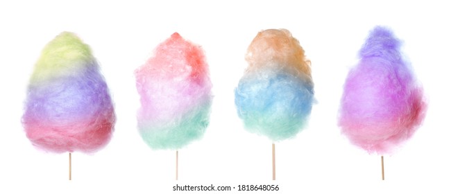 Set of tasty cotton candies on white background - Shutterstock ID 1818648056