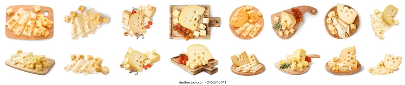 Set of tasty Swiss cheese on white background - Powered by Shutterstock