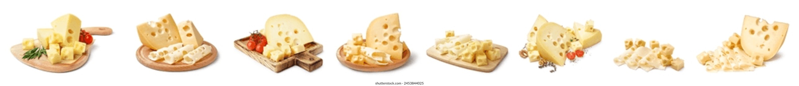 Set of tasty Swiss cheese on white background - Powered by Shutterstock