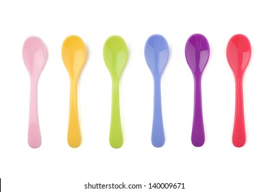 Set Of Tea Colored Spoons, Isolated