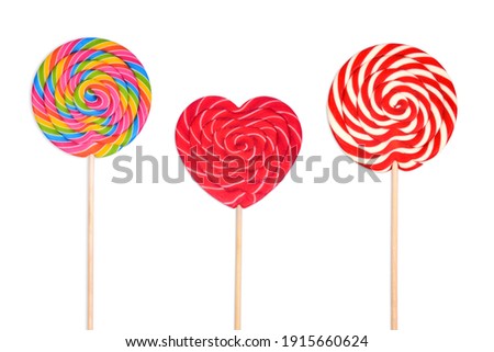 Set of three different lollipops isolated on white background.Clipart for design.