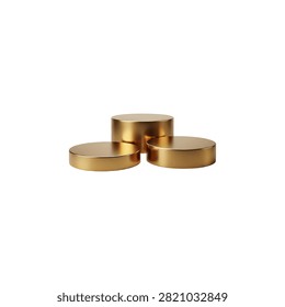 Set of three gold-colored stacking rings with textured surfaces on white background, gold rings