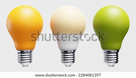 Set of three light bulbs isolated on background. 3d rendering
