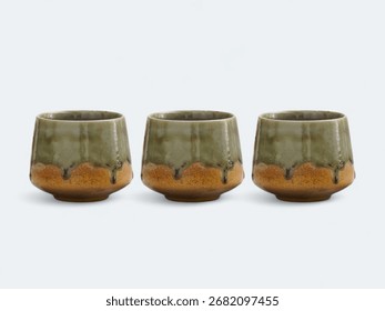 Set of Three Rustic Handmade Ceramic Cups