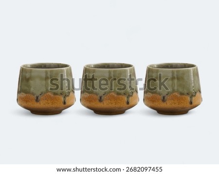 Set of Three Rustic Handmade Ceramic Cups