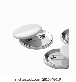 Set of three silver staplers with black buttons on white background