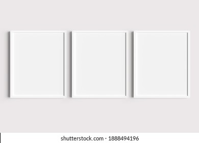 Set Of Three White Portrait Picture Frame Mockups