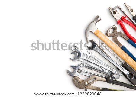 Set of tools. Hand tools for craftsmen isolated on white background.
