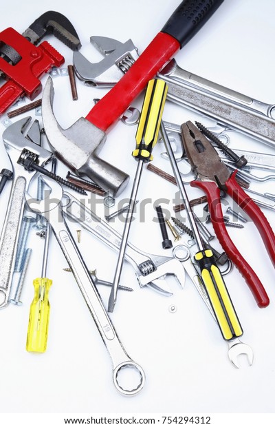 Set of tools isolated on\
white