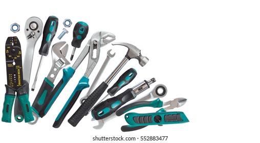 set of tools, Many tools isolated on white background.