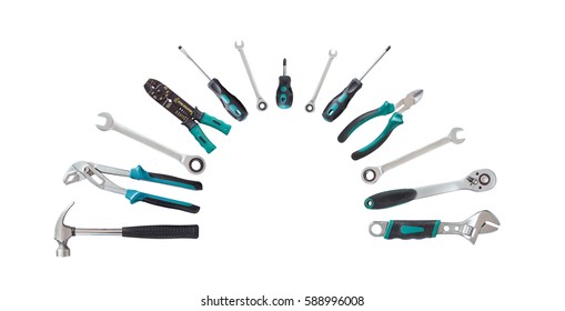 set of tools, Many tools isolated on white background. - Shutterstock ID 588996008
