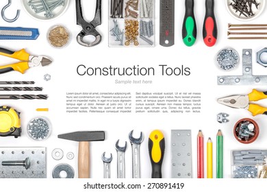 Set Of Tools On White Background Top View