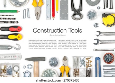 Set Of Tools On White Background Top View