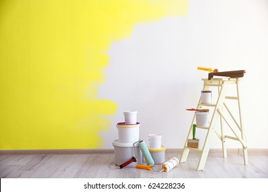 Set Of Tools For Painting Wall At Home