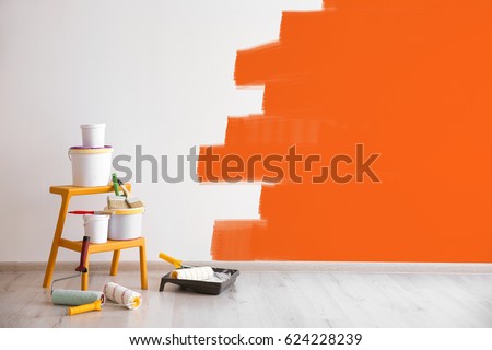 Set of tools for painting wall at home
