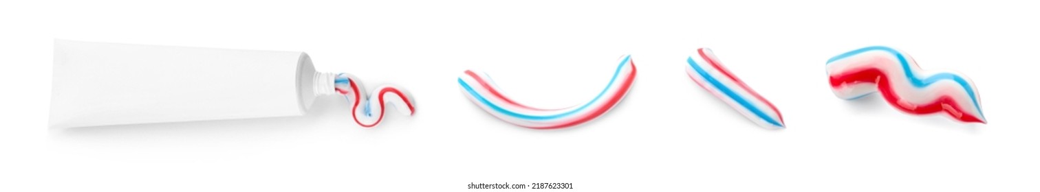 Set Of Toothpaste Isolated On White