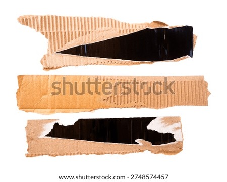set of torn cardboard boxes isolated