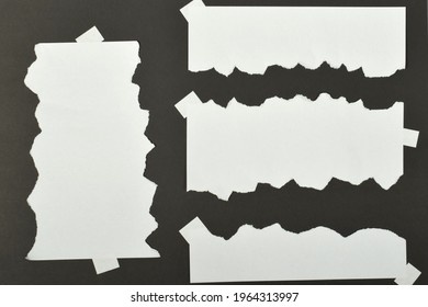 Set of torn ripped paper sheets with sticker